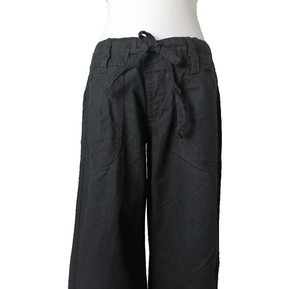 🍭 32W, black/oldlace linen mid-rise wide-leg flare trousers from edc by esprit